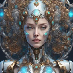 luxe glass robotic goddess, exquisite engraving, enchanted, delicate face, elegant, opal gears cyborg, luxury flowery suit🌷🌼🌿, highly detailed, digital painting, artstation, asymmetrical, concept art, smooth, sharp focus, 8k , trending on artstation, sharp focus, studio photo, intricate details, highly detailed, by greg rutkowski