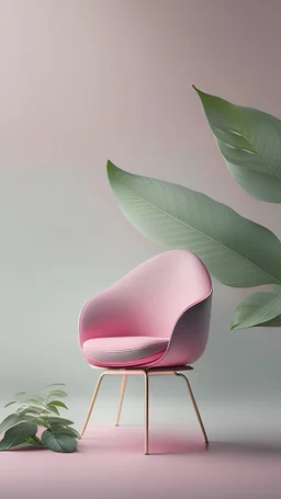 photoreal of chair on a leaf in a misty pink plain