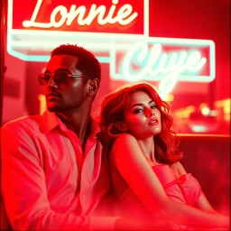 bonnie and clyde, abstract, red neon vibes