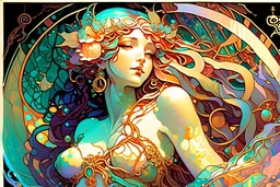 a beautiful mermaid with jewels elegant extremely detailed very attractive beautiful dynamic lighting colourful Alphonse Mucha