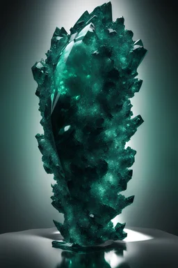 Ultra detailed shot of a dark sculpture made out of emerald obsidian and dark matter, incredible sculpture of a unique creature, 3D render, translucent skin with subsurface scatter, endlessly fractal, aura melting dimension, light reflection on crystal of the sculpture, art by Mschiffer, human shape, genderless