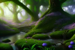 Immersive​ fantasy elven forest blossom river 4k full hd