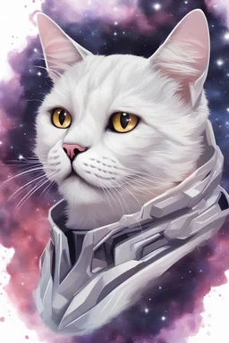 galaxy cat on white background