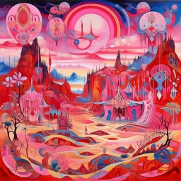 A pink magical realm with rune spells designed in Navajo baskets painted by Wassily Kandinsky