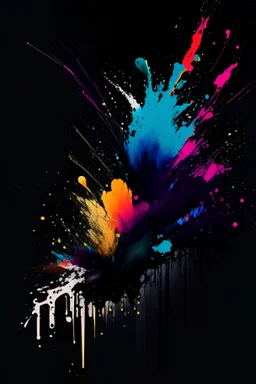 abstract painting, watercolor, full color, black background, 8k resolution, splashed, varied brushstrokes