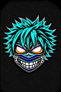 Create a metal mask similar to the one Izumi Midoriya wears in My Hero Academia, but have it extend to cover the full face. It should be gunmetal gray color and have symmetrical holes over the mouth area that glow slightly red.