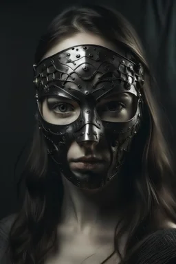 woman with metal mask