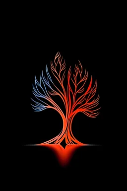 logo, autumn tree,branches, line art, fluo