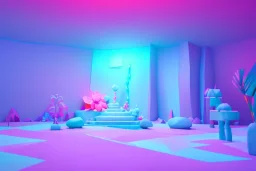 3D colorful geometric installation, simplistic, studio lighting, C4D, 16k, Behance, Artstation, centered, top down camera, vibrant