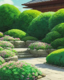 zen garden during summer