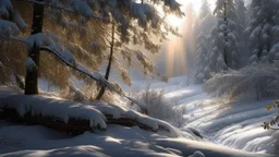 A stunning snow-covered Arafed branch glistens in the soft winter light, with the sun shining through the branches. This captivating photo by Erik Ortvad, a Shutterstock contest winner, captures the naturalism and beauty of a snowy landscape. The image portrays a peaceful scene, with a light snowfall and evergreen branches in a snowy forest setting. The wintry light creates a bright and serene atmosphere, while the pine color scheme adds to the overall beauty and tranquility of the image.