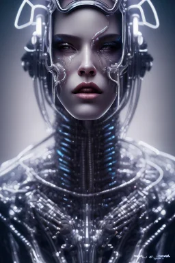 cyberpunk, chrome body, women, portrai, open mouth, perfect skin, tron, cyborg , perfekt, real, dream, hr giger