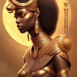 sango fantasy, fantasy magic, intricate, sharp focus, illustration, highly detailed, digital painting, concept art, matte, masterpiece head sexy view black African beauty black afro hair earth lady Golden falcon head Egyptian princess pyramid background