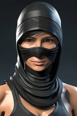 Photorealistic ninja woman in bathing suit