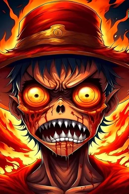 Luffy horror angry fire