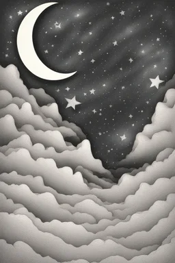 Abstract drawing of the moon and stars