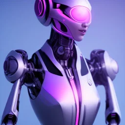 One eye robot, Sci-fi character, purple backlight, pink and purple, scifi suit, profile, purple background, pink lighting, futuristic