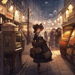 steampunk girl,streetMarket,