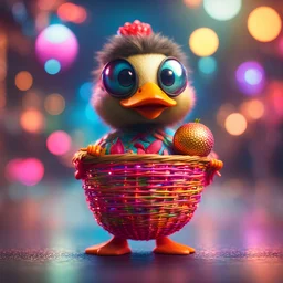 hairy groove funk ninja duck strawberry beast hippie with long eyebrows holding disco ball like a basket ball,bokeh like f/0.8, tilt-shift lens 8k, high detail, smooth render, down-light, unreal engine