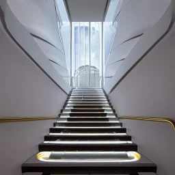 10 Grenelle, biomorphic structure, bioluminescence, centrepiece, france, interior design, Les Echos, Le Parisien, LVMH, media division, minimalist, office environment, parametric sculpture, Paris, refined details, ghostly lights,staircase,golden hour,masterpiece of Ora Ito mixed with Asaf Hanuka