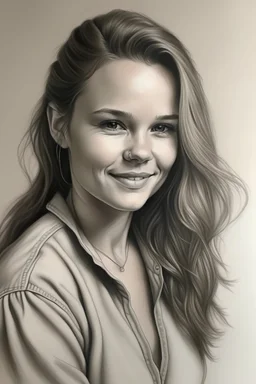 Nadine Jansen full portrait in drawing