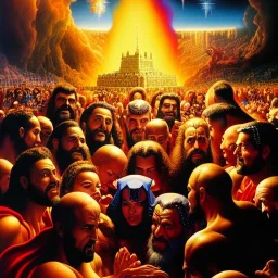 portrait oil on canvas,'And he gathered them together into a place called in the Hebrew tongue Armageddon',comic book cover, mystical colors,insanely detailed,realistic,intrincate detail, 16k resolution, masterpiece,Simon Bisley,Frank Frazetta,Alex Horley,ARTHUR ADAMS