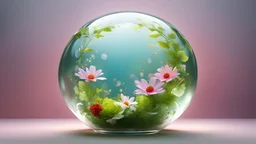 abstract image of hope in a glass bubble, love and happiness, organic, foliage, floral, octane render