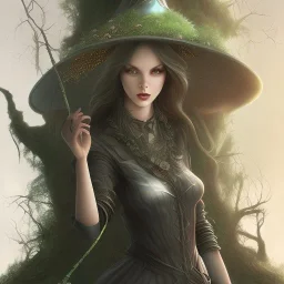  Woman witch in the dark forest