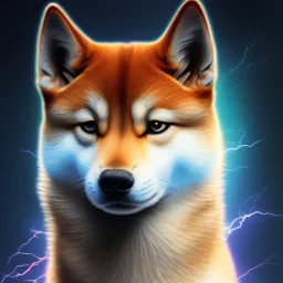 3rd eye shiba inu, with lightning