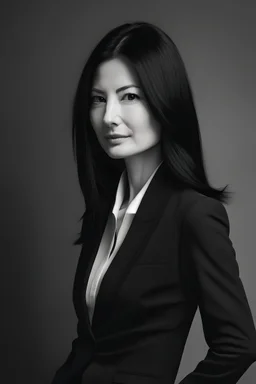 A slender black-haired woman