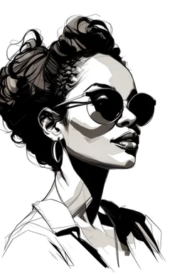 sketch of a black woman wearing sunglasses