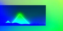 3d rendering. Abstract futuristic neon background. Fantastic landscape with glowing geometric triangular frame and mountains