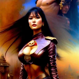 portrait beautiful face 'Nico Robin on Akira Bike(1988)',busty,ancient metal armor balanciaga fashion clothe painting by gaston bussiere, greg rutkowski, yoji shinkawa, yoshitaka amano, tsutomu nihei, donato giancola, tim hildebrandt, oil on canvas, cinematic composition, extreme detail,fit full head inside picture,16k