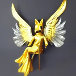 A gold Kitsune with wings