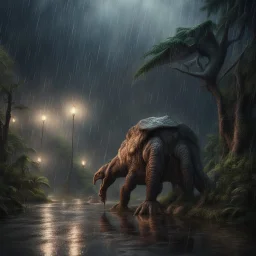 Hyper Realistic No-Theme Thursday very-heavy-rainy-night with prehistoric-cinematic-ambiance