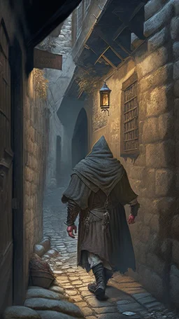 thief in a medieval alley