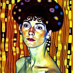 retrato de mujer bella con estilo de Gustav Klimt