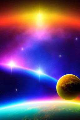 Beautiful ufo, galactic, rainbows, d, bright colours, blue, pink, gold, jewels, realistic, real photo, bright and sunny background, very detailed, high contrast,