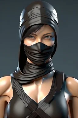 Photorealistic ninja woman in bathing suit