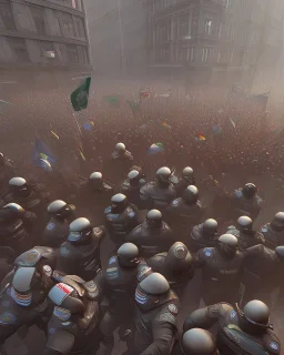 Protests, riot police, Iran, woman life freedom, unreal engine, midjourny v4