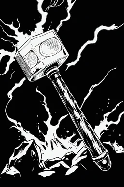outline art of a HAMMER, comic effect