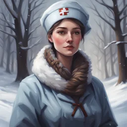 Nurse of Holdheart in modern winter oil painting art style