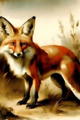 a red fox painted by the painter turner