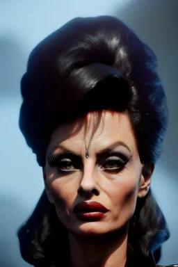 young sophia loren as evil queen in black leather, angry, stern look, volumetric lighting, particales,highly detailed,cinematic, deep colours,8