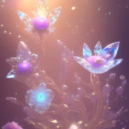 one big crystal subtle flower in a galactic ambiance with a beautiful fairy, transparent petals, delicate colors, in the foreground, full of details, smooth，soft, shine light atmosphere, light effect，vaporwave colorful, concept art, smooth, extremely sharp detail, finely tuned detail, ultra high 3d depth, definition, 8 k, unreal engine 5, ultra sharp focus