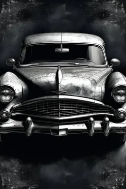 An old classic car 1900 a front view , Hyper Realistic Aerial Grungy Dark-Grey Brush strokes on a dark rustic background with charcoals