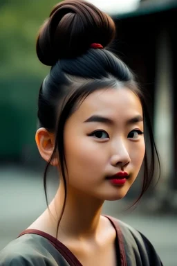 Asian girl in a hairbun