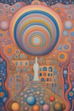 Every mind contains the whole universe; Neo-Figurative Art; fabulously detailed; Transcendent; Hundertwasser; Alan Kenny; beautiful glittery pastels