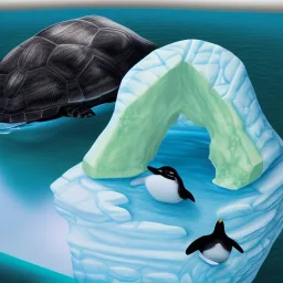 turtle and iceberg and penguin