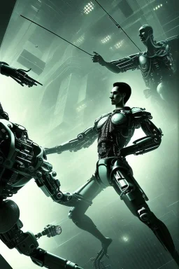 cyborg attack men, matrix style